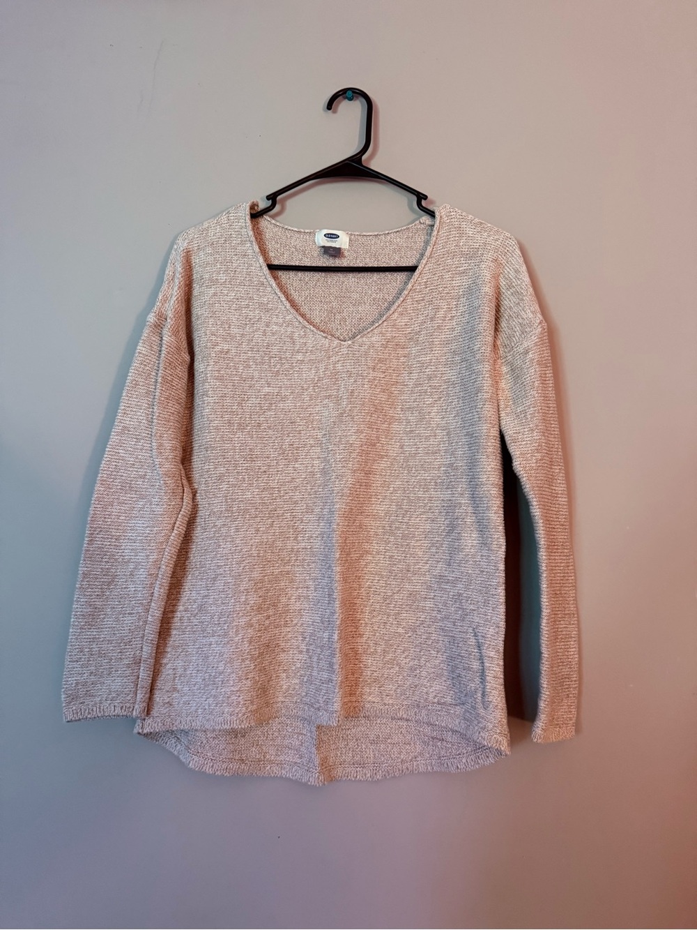 Old Navy Light Beige V-Neck Knit Sweater